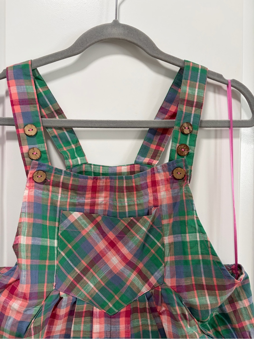 BiBi Green Plaid Wide Leg Overalls NWT size Medium Cotton Colorful Teacher - Picture 5 of 14